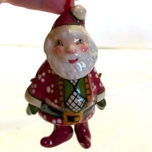 Moveable porcelain Santa ornament